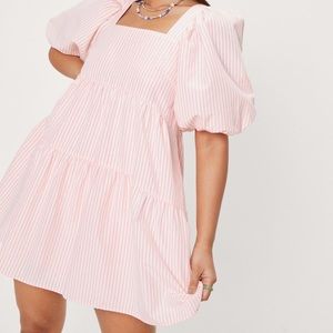 Pink puff sleeve baby doll dress worn once